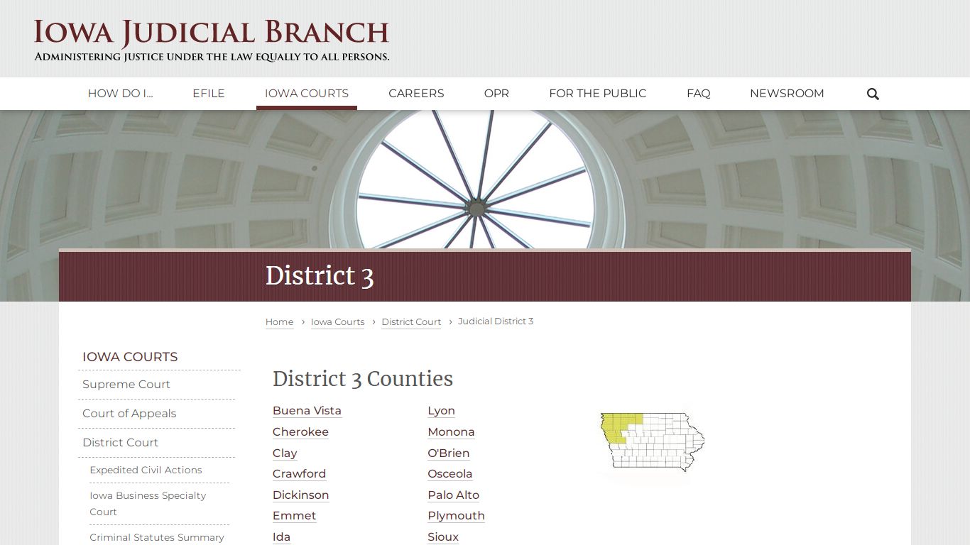 District 3 | Judicial District 3 | Iowa Judicial Branch